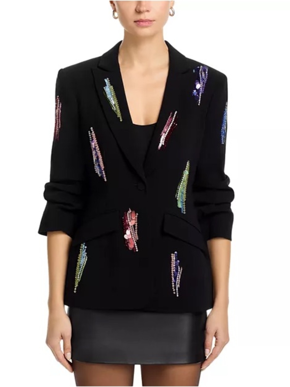 Cinq a Sept Jacket Paillette Whirl Scrunched Sleeve